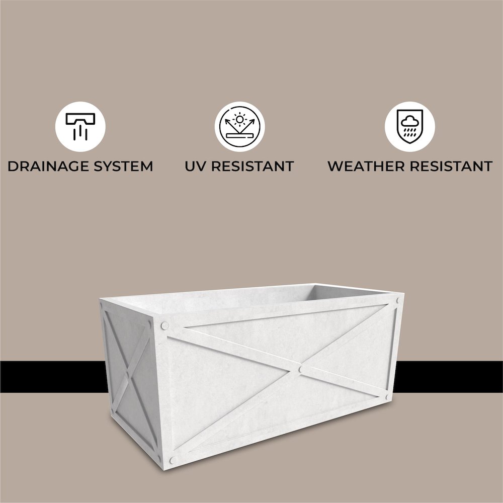 Bonsai Series Rectangle Poly Stone Planter in White 14.6 x 13 30 Long. Picture 24
