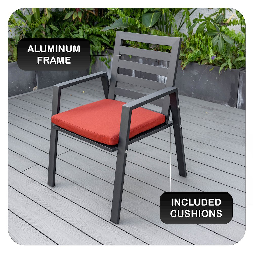 Chelsea Modern Patio Dining Armchair in Aluminum with Removable Cushions. Picture 2