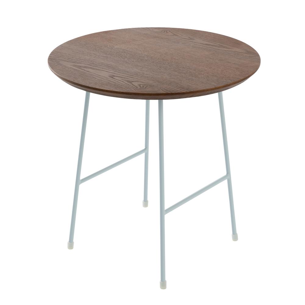Rossmore Mid Century Modern Round Side Table With White Steel Frame. Picture 2