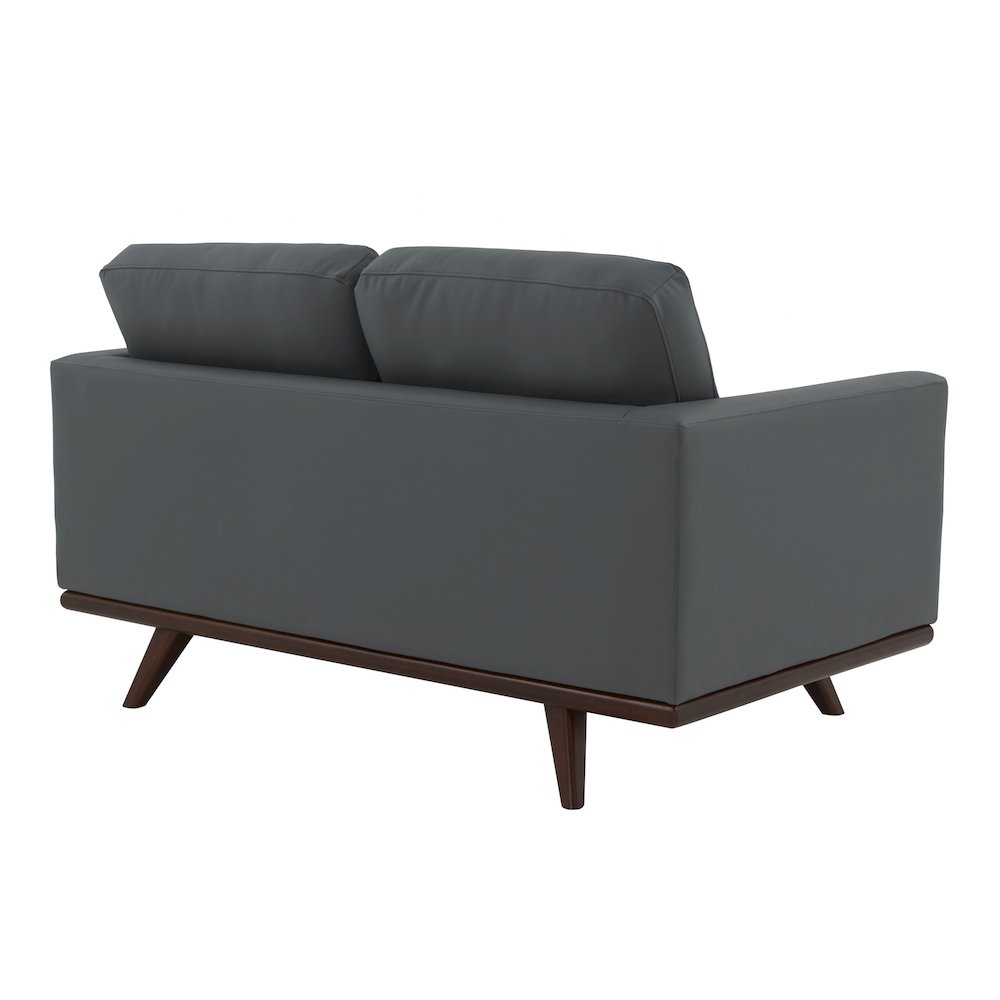 Chester Modern Leather Loveseat With Birch Wood Base. Picture 10