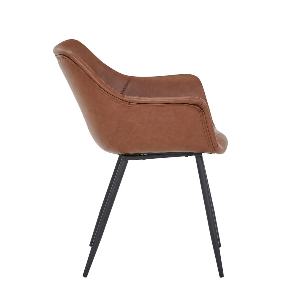 Markley Modern Leather Dining Arm Chair With Metal Legs. Picture 10
