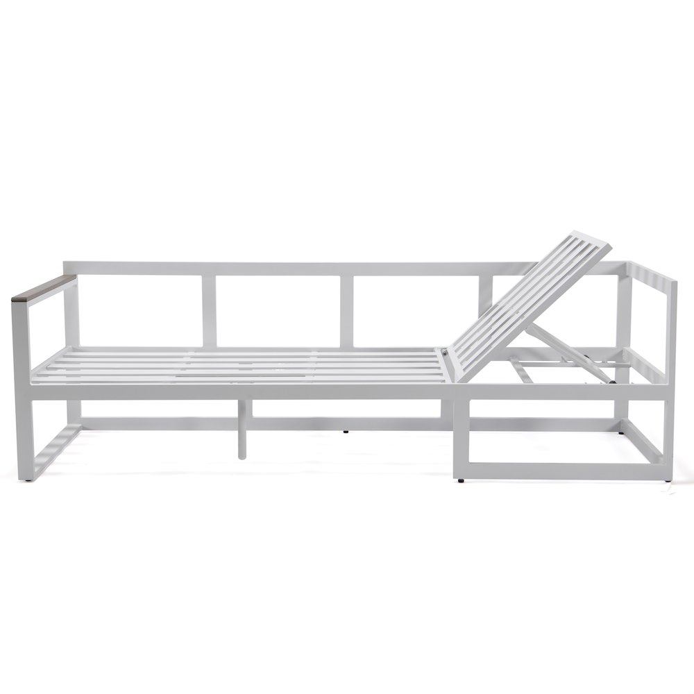 Chelsea White Sectional With Adjustable Headrest & Coffee Table With Cushions. Picture 10