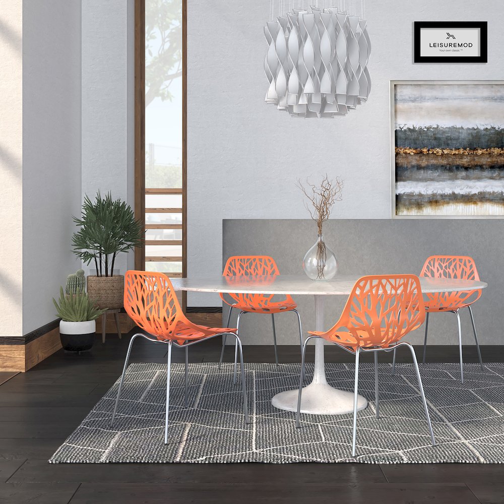 Modern Asbury Dining Chair w/ Chromed Legs, Set of 4. Picture 9