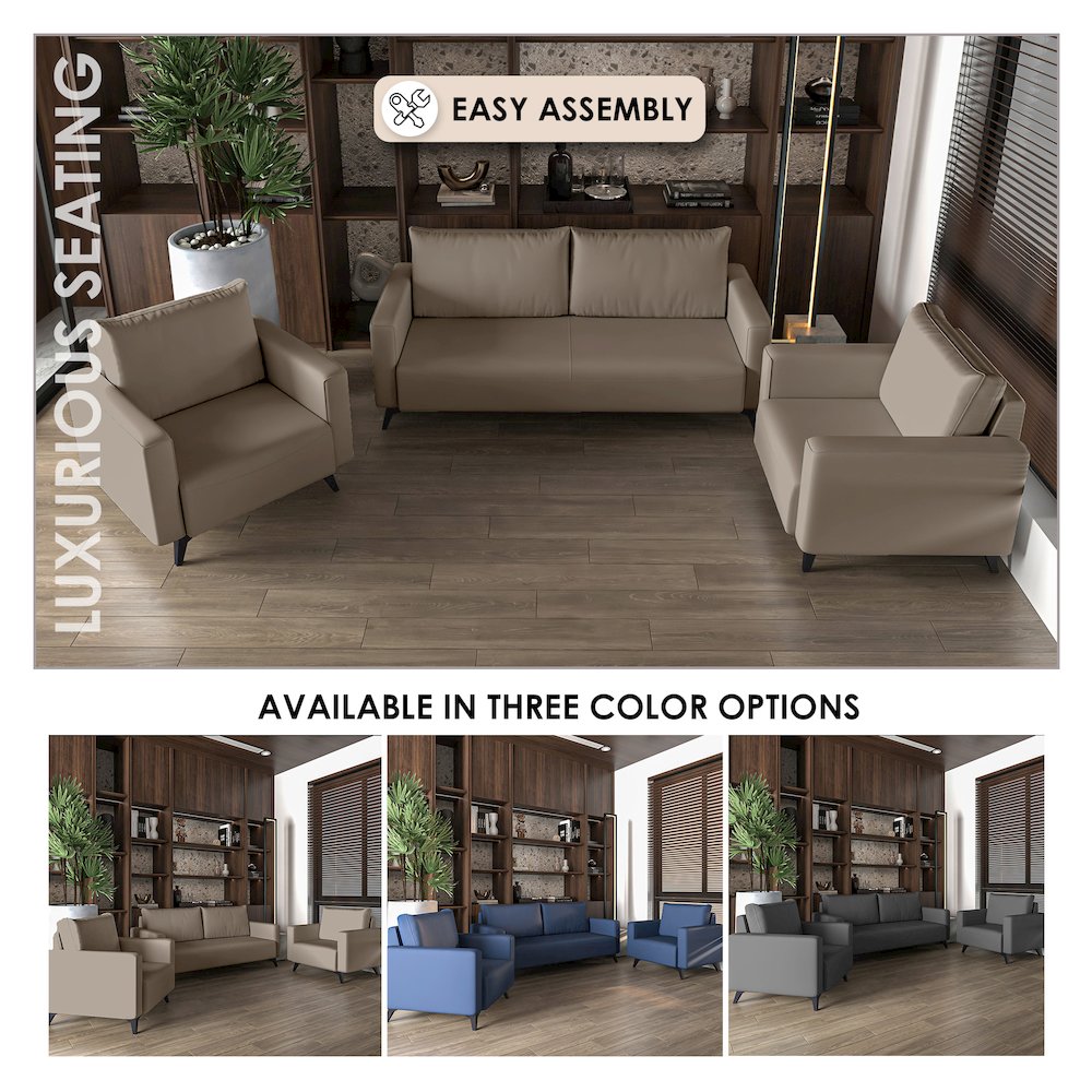 Inno Collection Sofa Set, 2 Single Seaters, and 3 seater In TAupe. Picture 5