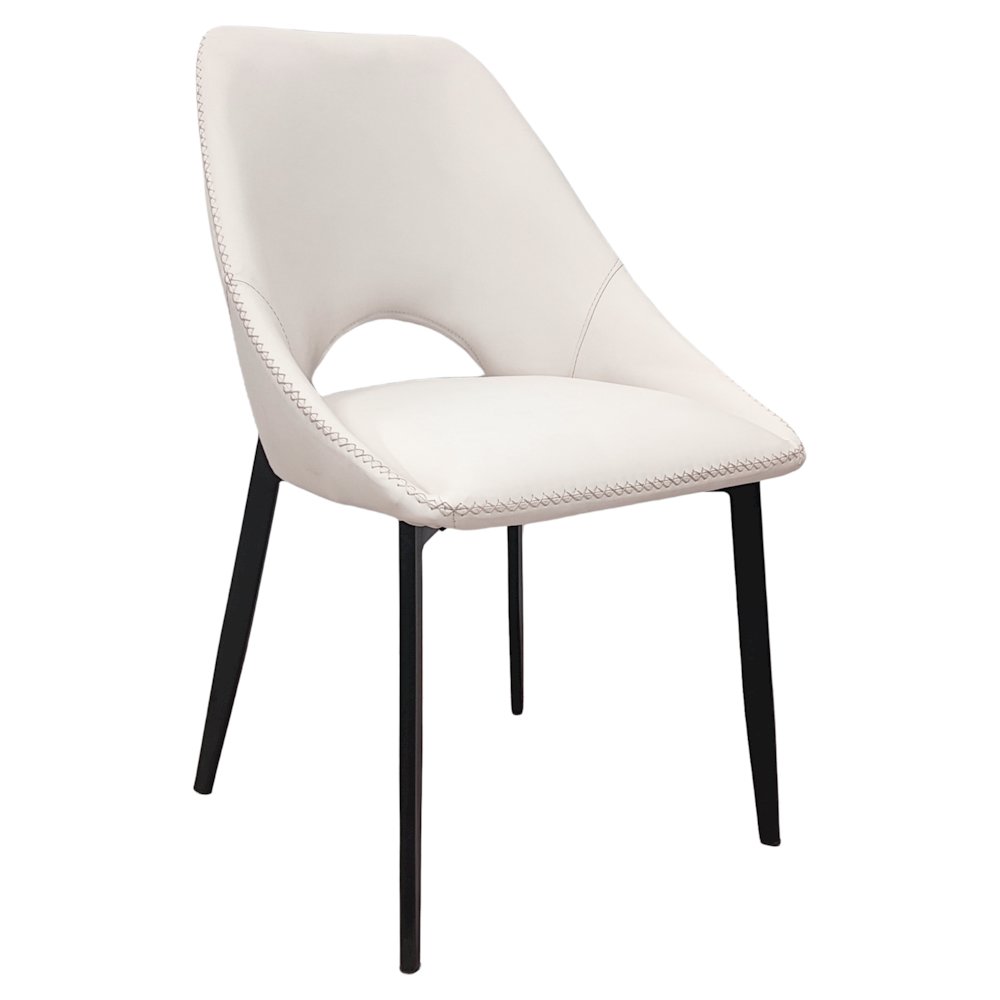 Amalfi Collection Modern Fabric Dining Chair in Coconut White. Picture 17