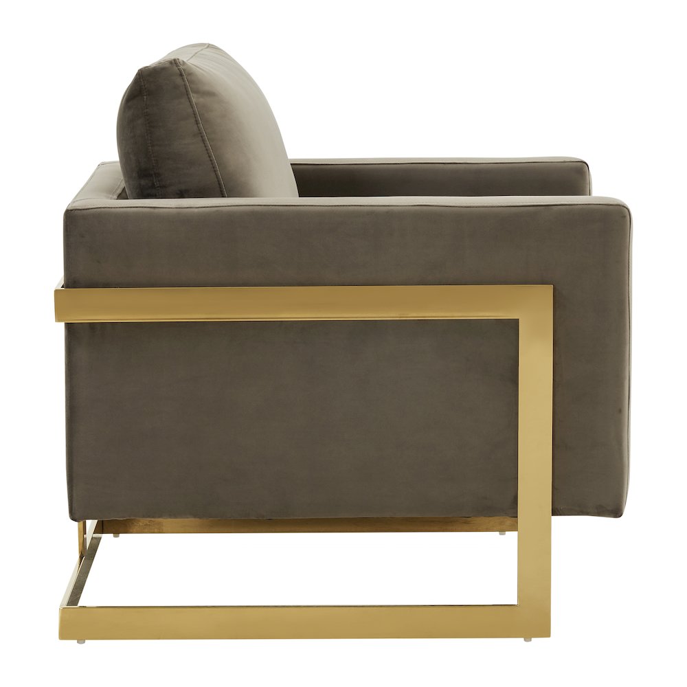 Lincoln Velvet Accent Armchair With Gold Frame. Picture 6