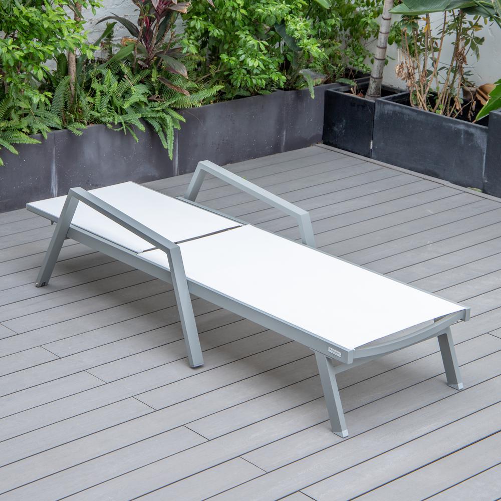 Grey Aluminum Outdoor Patio Chaise Lounge Chair With Arms. Picture 23