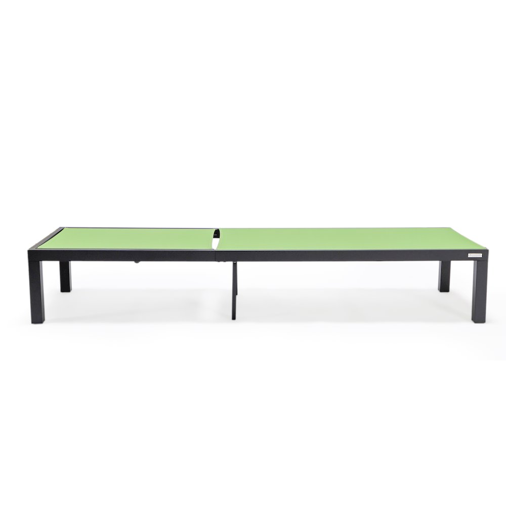 Marlin Patio Chaise Lounge Chair With Black Aluminum Frame, Set of 2 in Green. Picture 10