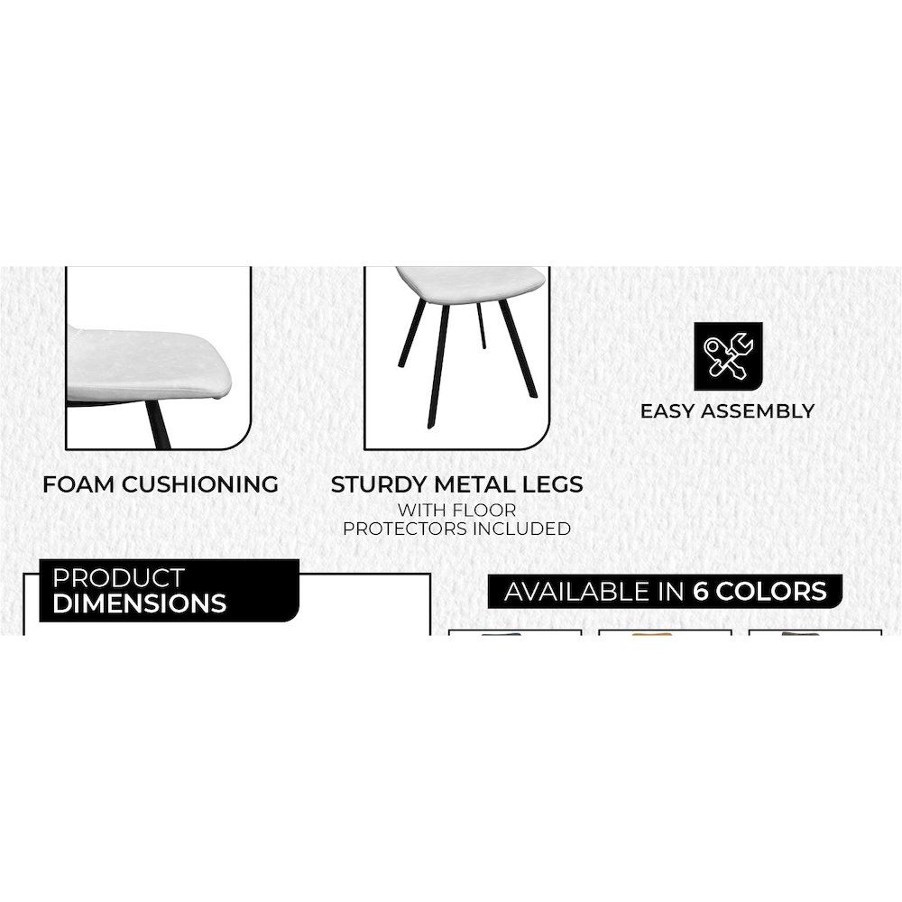 Markley Modern Leather Dining Chair With Metal Legs, Light Grey. Picture 45
