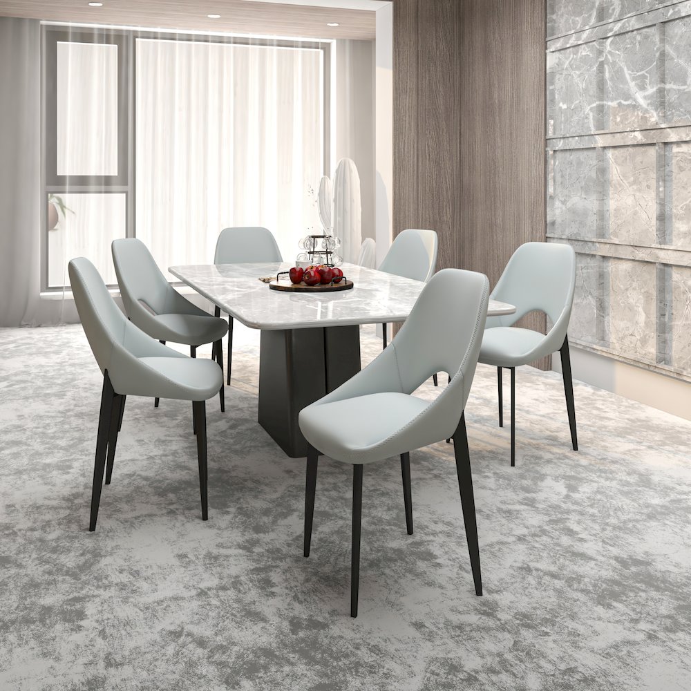 Amalfi Collection Modern Fabric Dining Chair in Coconut White. Picture 12
