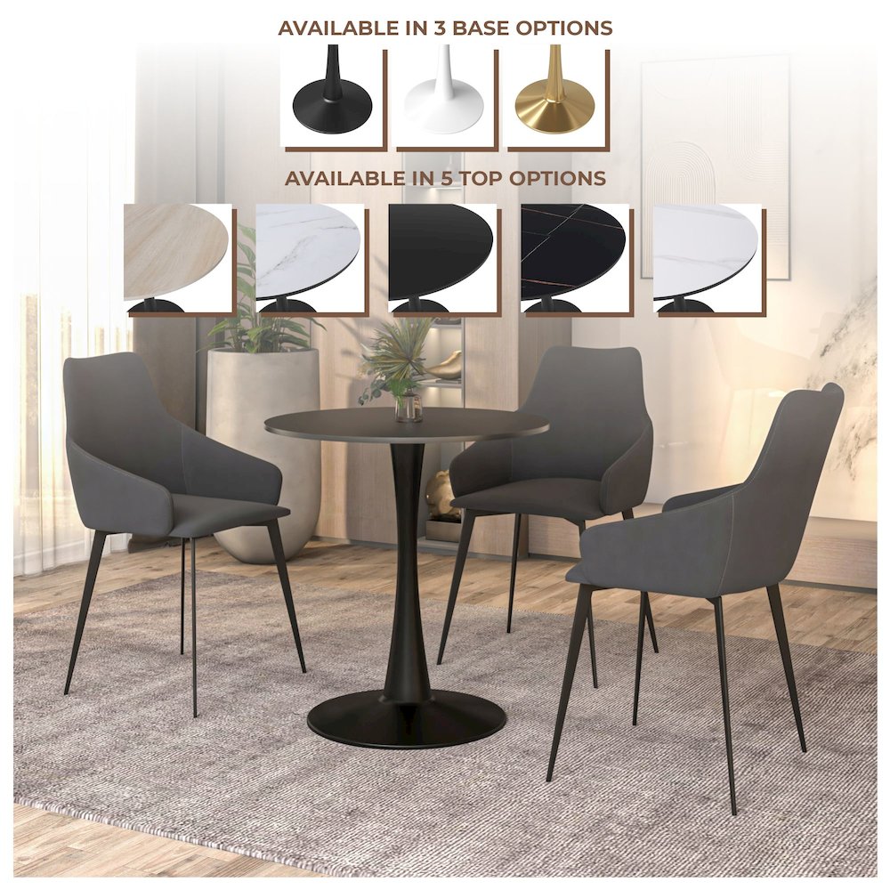 Leisyremod Bristol 27" Round Dining Table Black base with Black top. Picture 12
