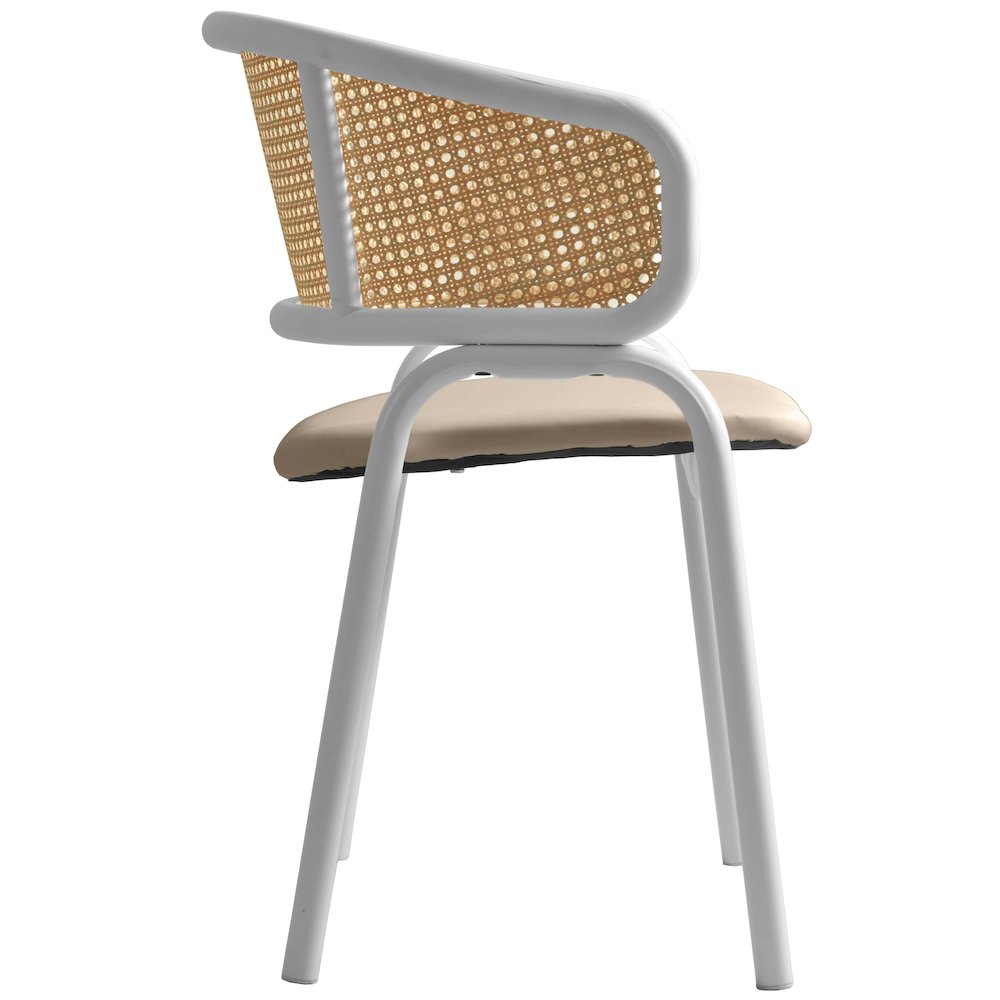 Ervilla - Dining Chair - White frame in Taupe Leather Set of 2. Picture 9