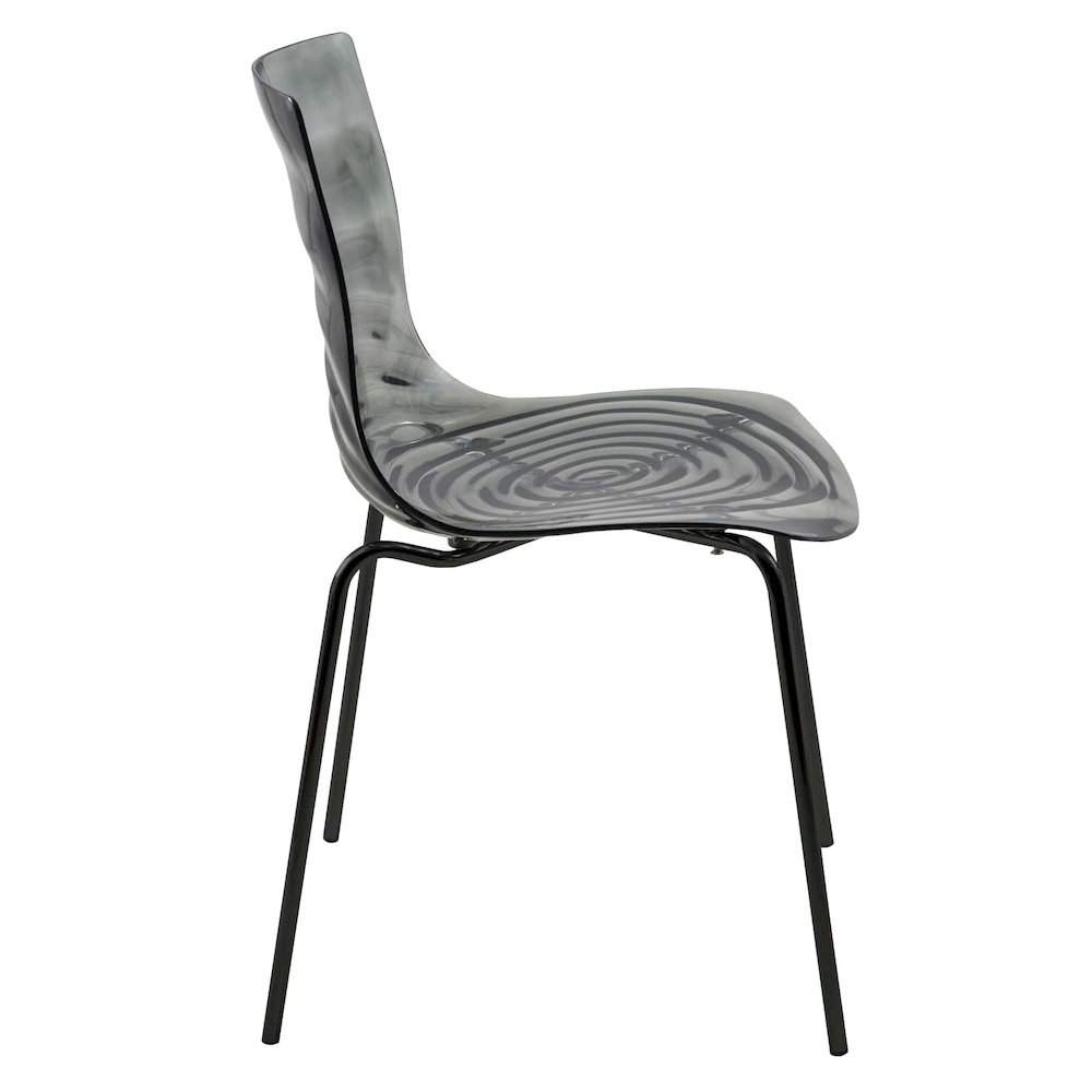 Astor Water Ripple Design Dining Chair in Black Base Trans BlackSeat. Picture 17