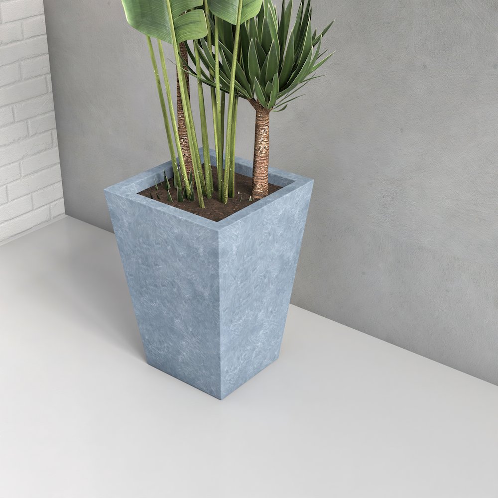Serene Series Poly Stone Square Planter in Aged Concrete 14x14, 21 High. Picture 3