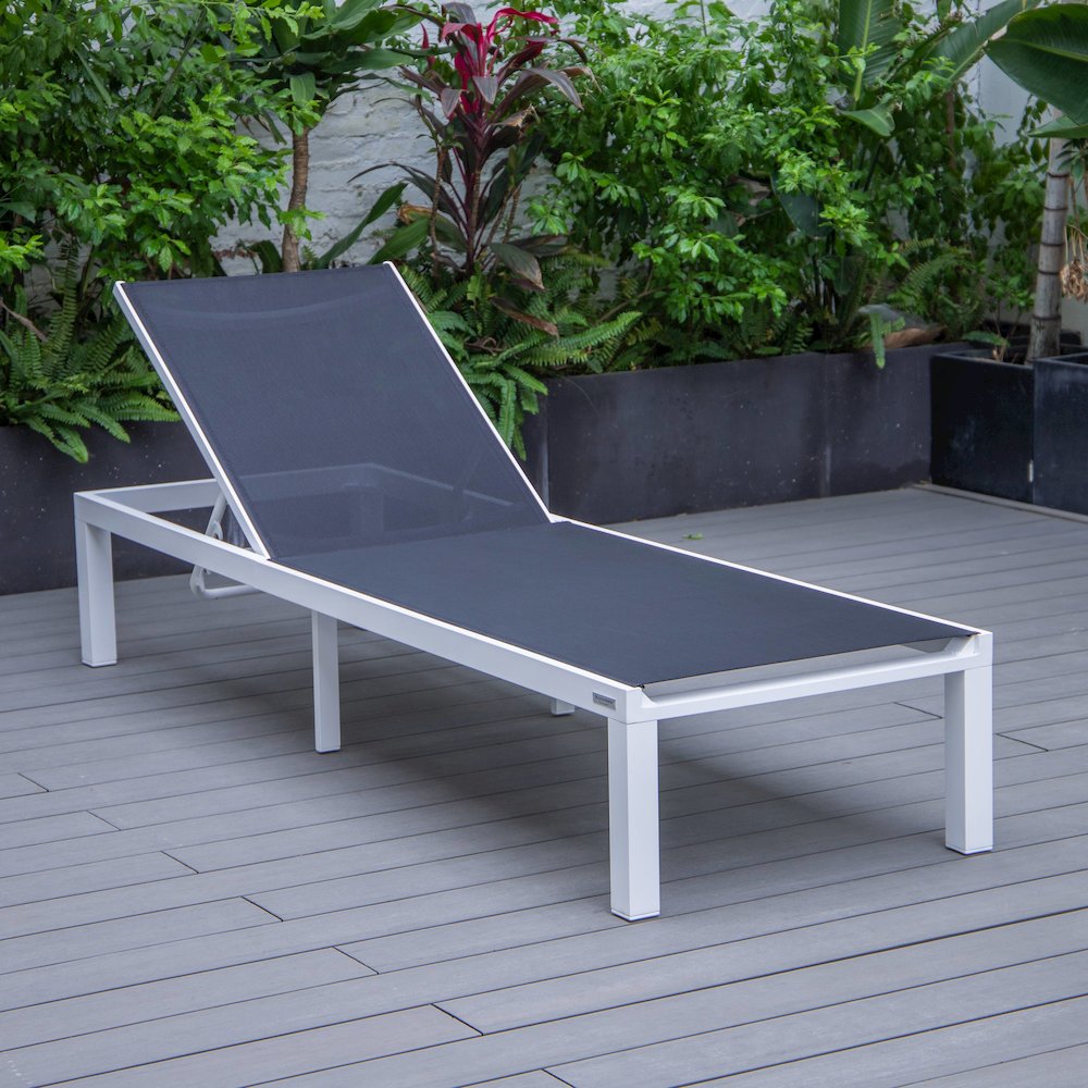 Marlin Patio Chaise Lounge Chair With White Aluminum Frame. Picture 10