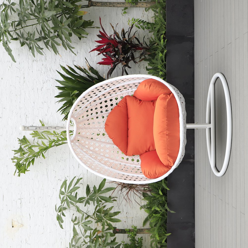 White Wicker Hanging Egg Swing Chair. Picture 4