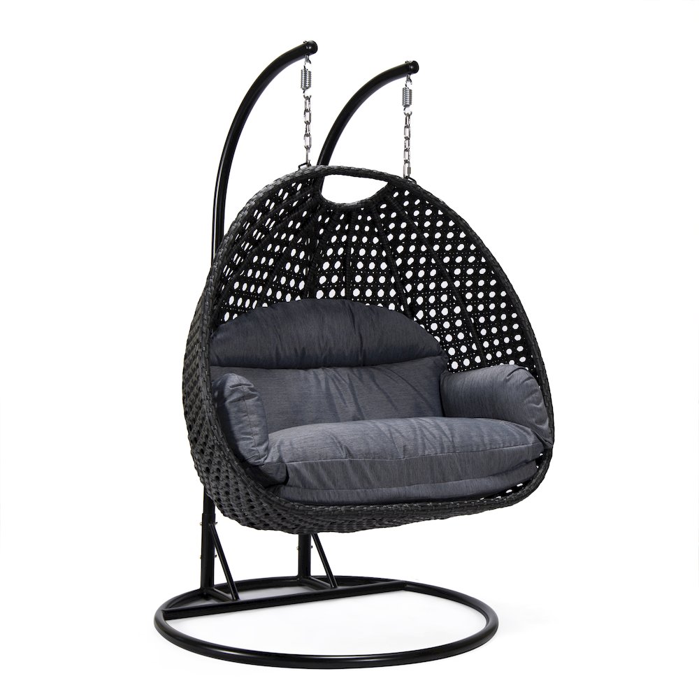 Mendoza Charcoal Wicker Hanging 2 person Egg Swing Chair. Picture 1