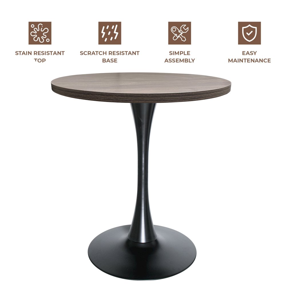 Bristol Dining table, Black Base with 27 Round Dark Walnut MDF top. Picture 3