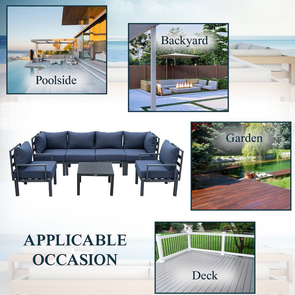 Chelsea 7-Piece Patio Sectional And Coffee Table. Picture 5