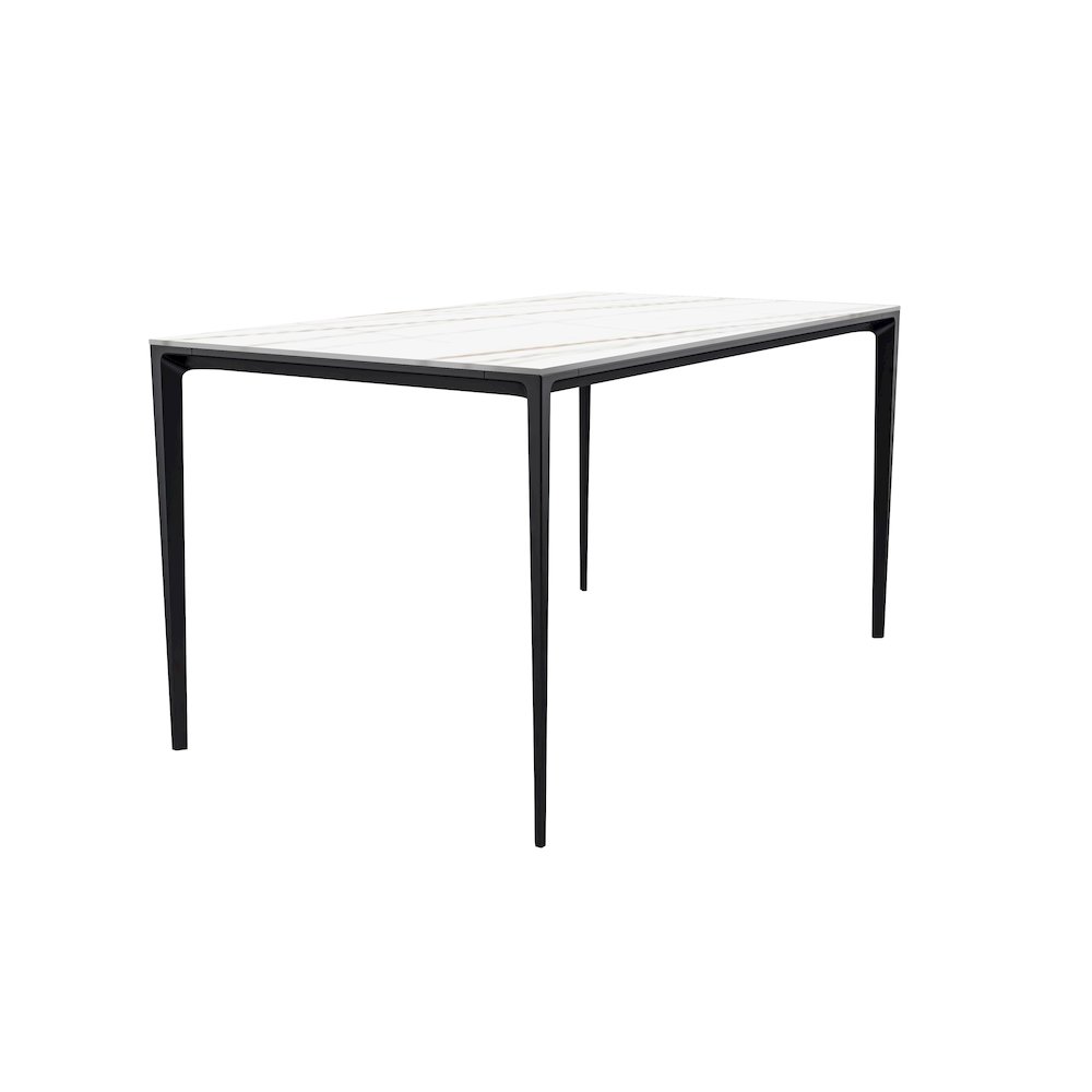 Avo Series Modern Dining Table Black Base, With 62 White/Gold Sintered Stone Top. Picture 7