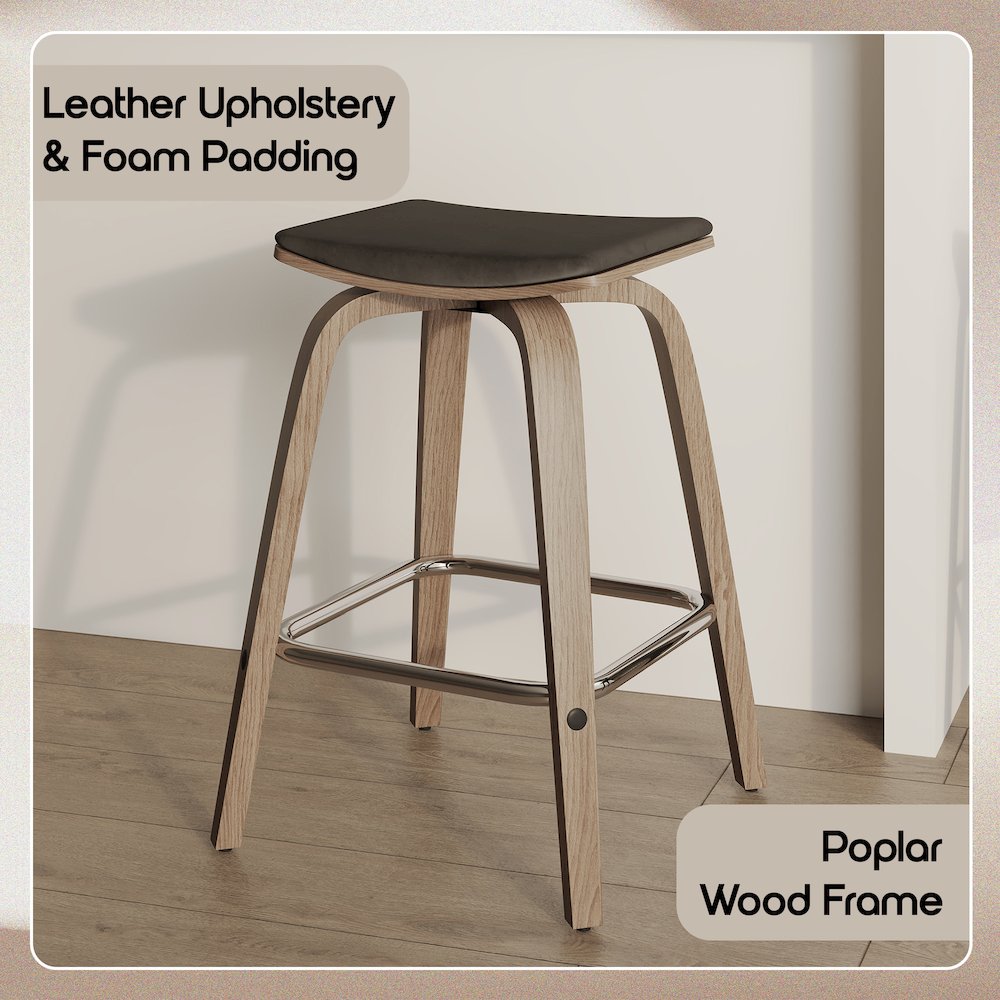 Wooden Counter Stool in Brown. Picture 1