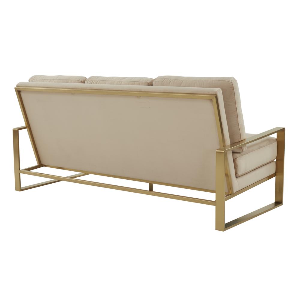 LeisureMod Jefferson Contemporary Modern Design Velvet Sofa With Gold Frame., Beige. Picture 5