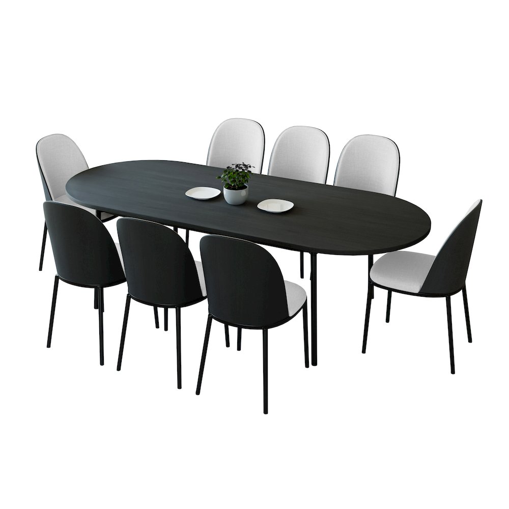 Tule 9-Piece Dining Set in Steel Frame with 8 Upholstered Seat Dining Table. Picture 1