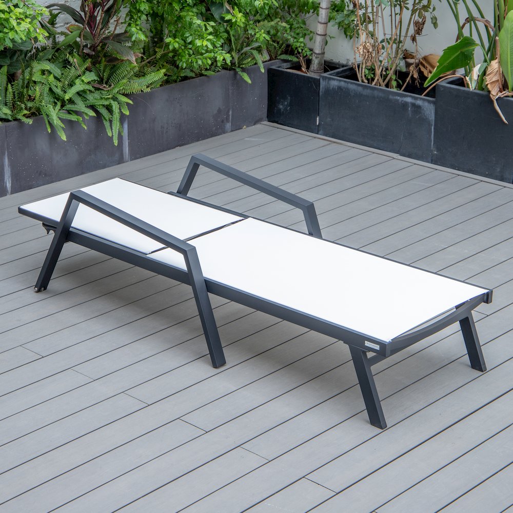 Marlin Patio Chaise Lounge Chair With Armrests in Black Aluminum Frame. Picture 7