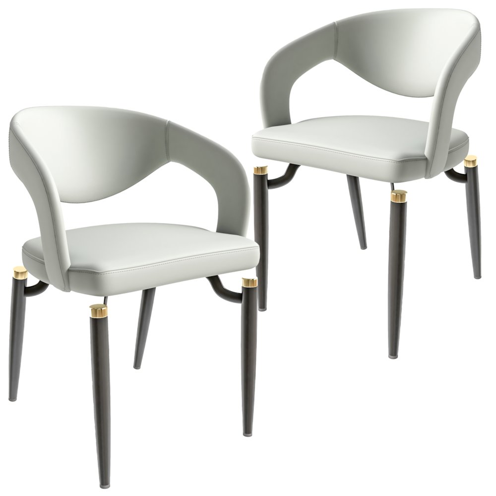 Entice Collection Modern Dining Chair Set of 2 in Grey. Picture 2