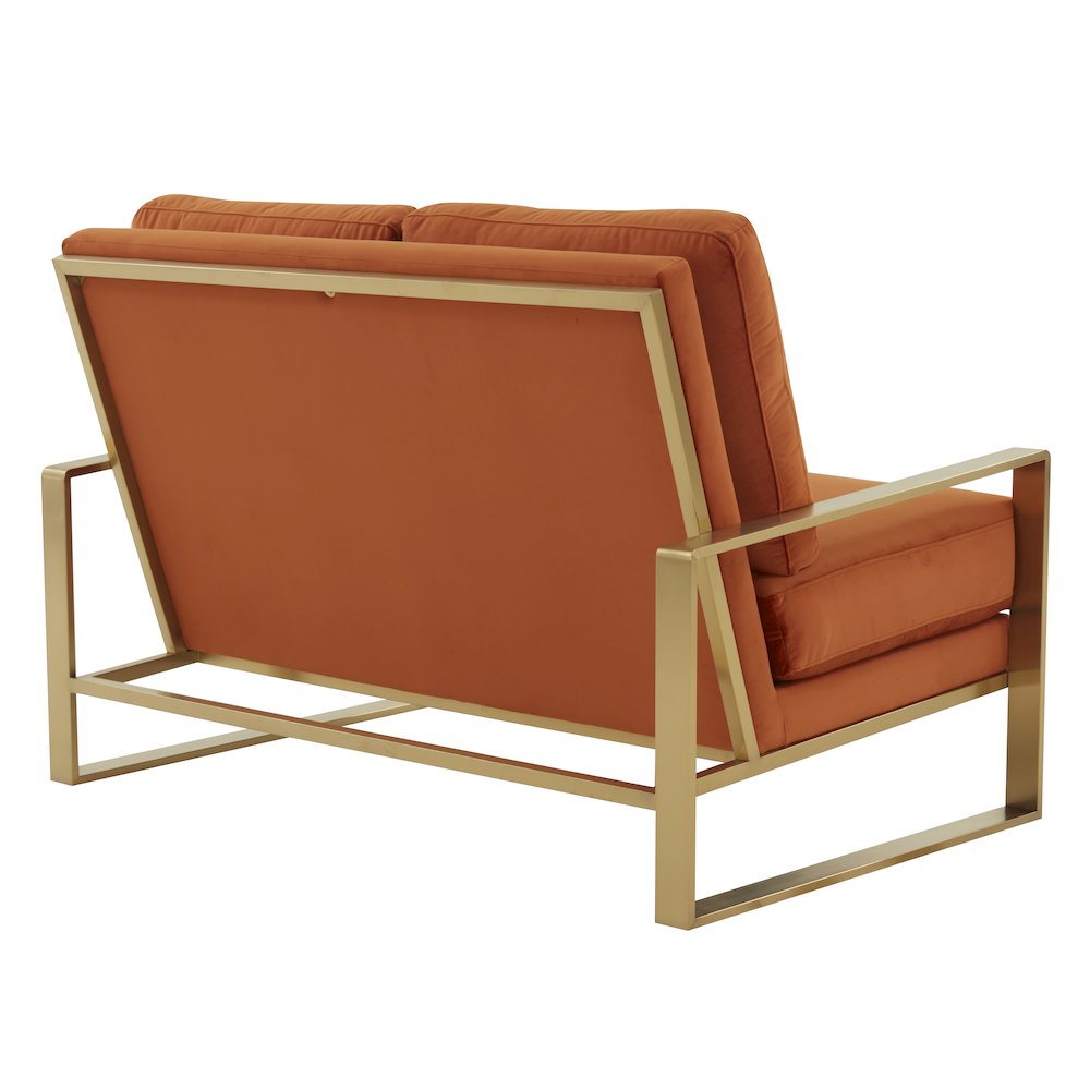 Jefferson Contemporary Modern Velvet Loveseat With Gold Frame. Picture 5