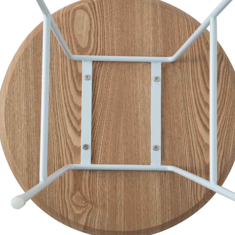 Rossmore Mid Century Modern Round Side Table With White Steel Frame. Picture 7