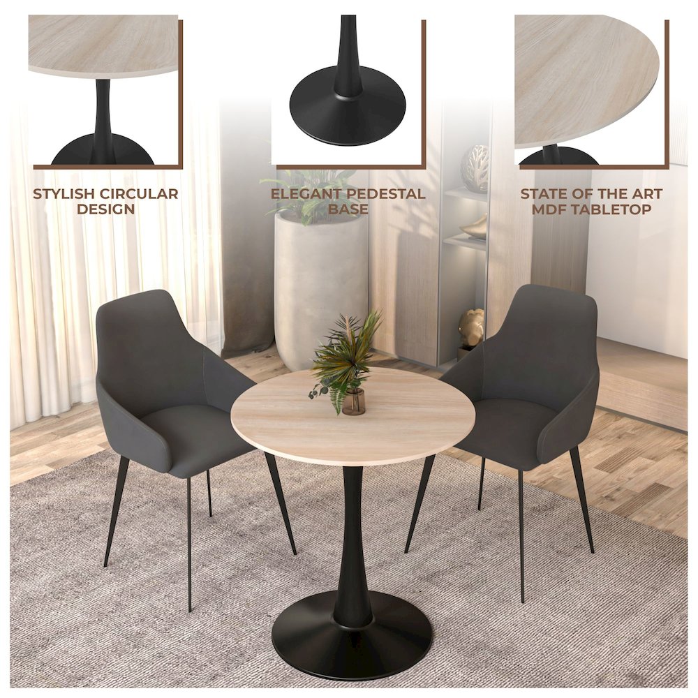 Bristol 27" round dining table Black base with marbled MDF top. Picture 14