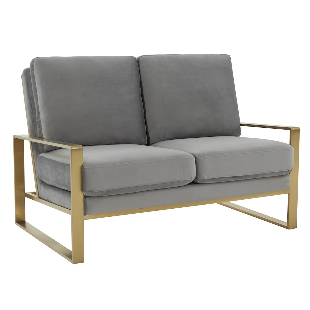 Jefferson Contemporary Modern Velvet Loveseat With Gold Frame. Picture 1