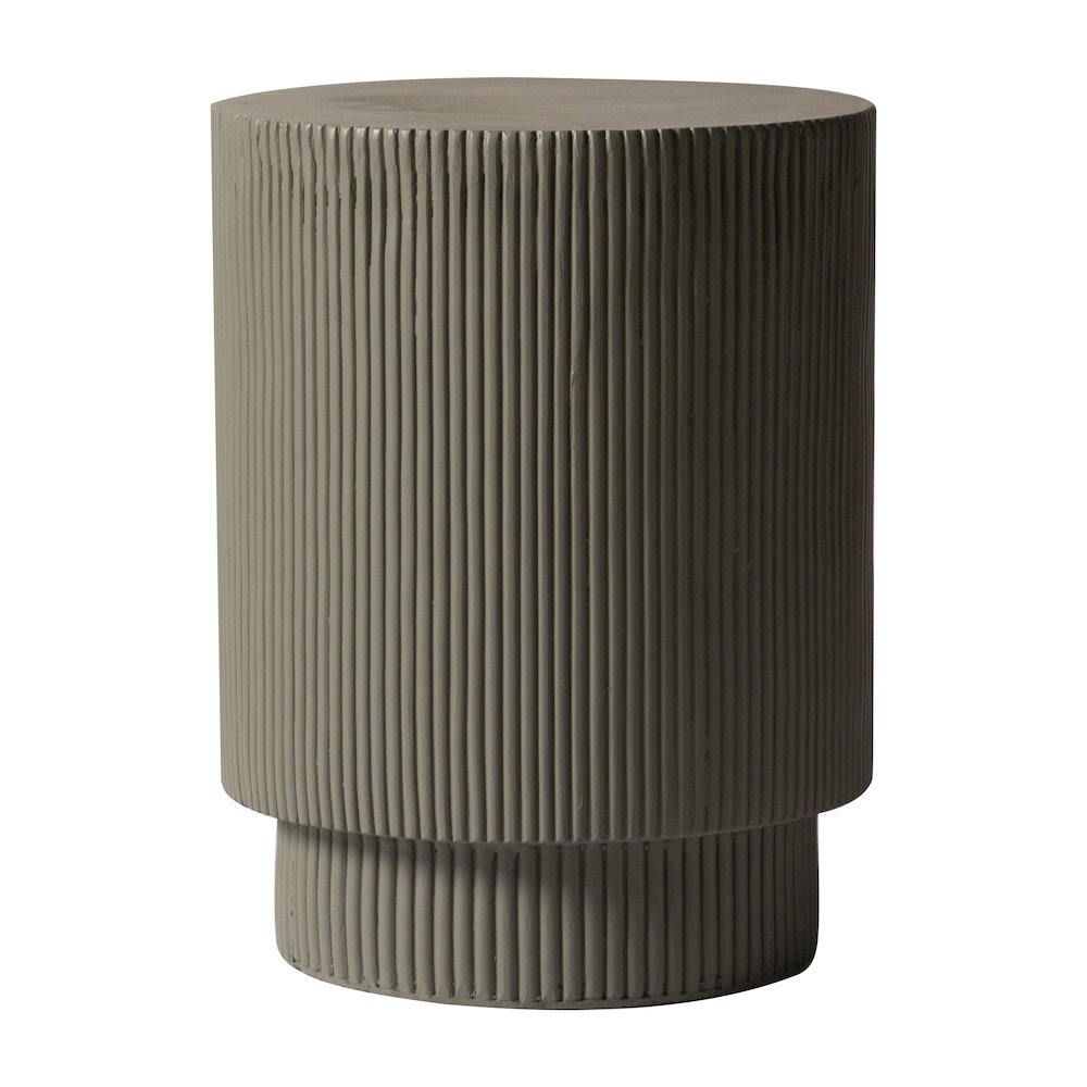 Eden Collection Fiberglass Outdoor Side Table in Grey. Picture 12