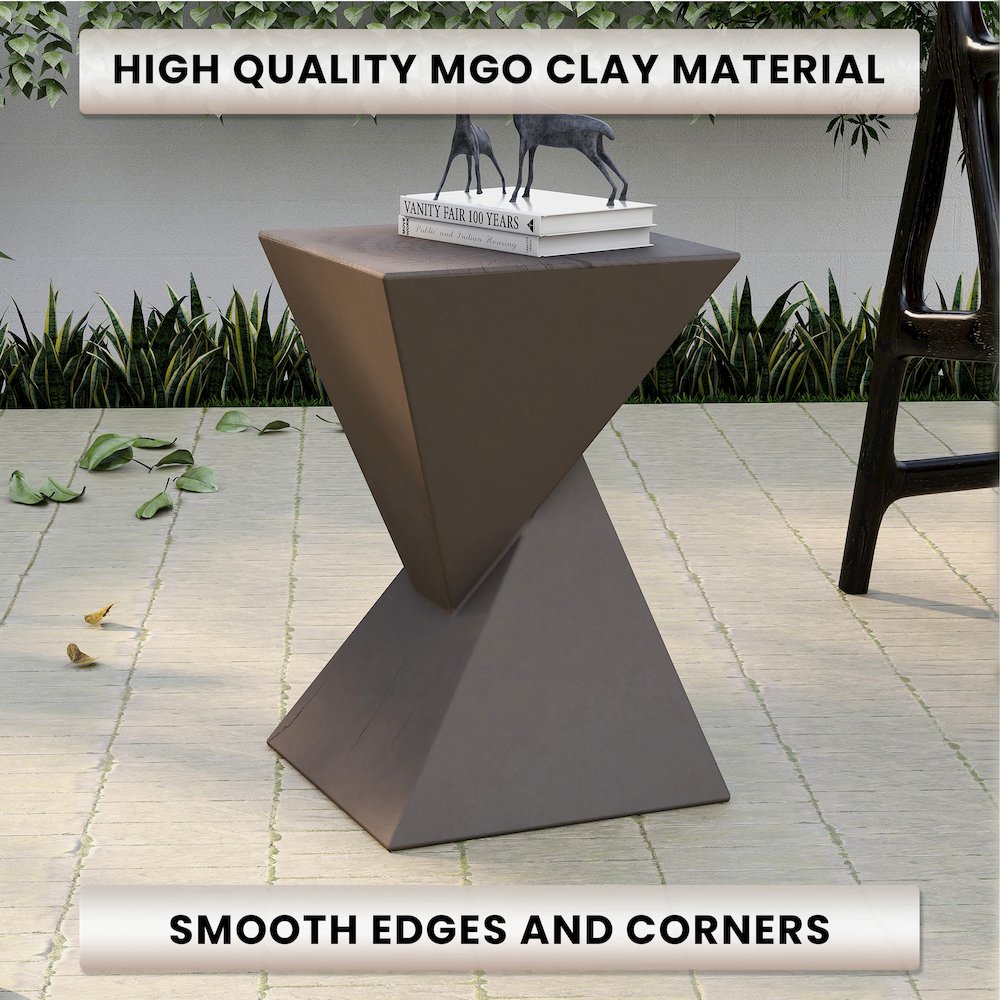 Glint Collection Fiberglass Outdoor Side Table in Grey. Picture 15