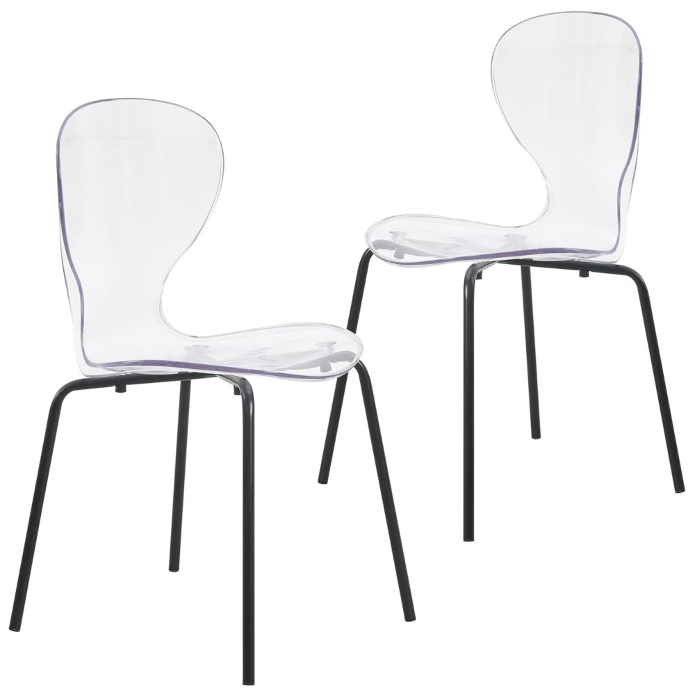 Modern Oyster Transparent Side Chair in Black Base. Picture 2