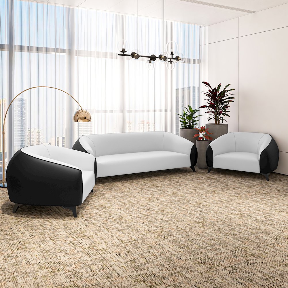Opula Collection Sofa Set, 2 Single Seaters, and 3 seater In Black\White. Picture 8