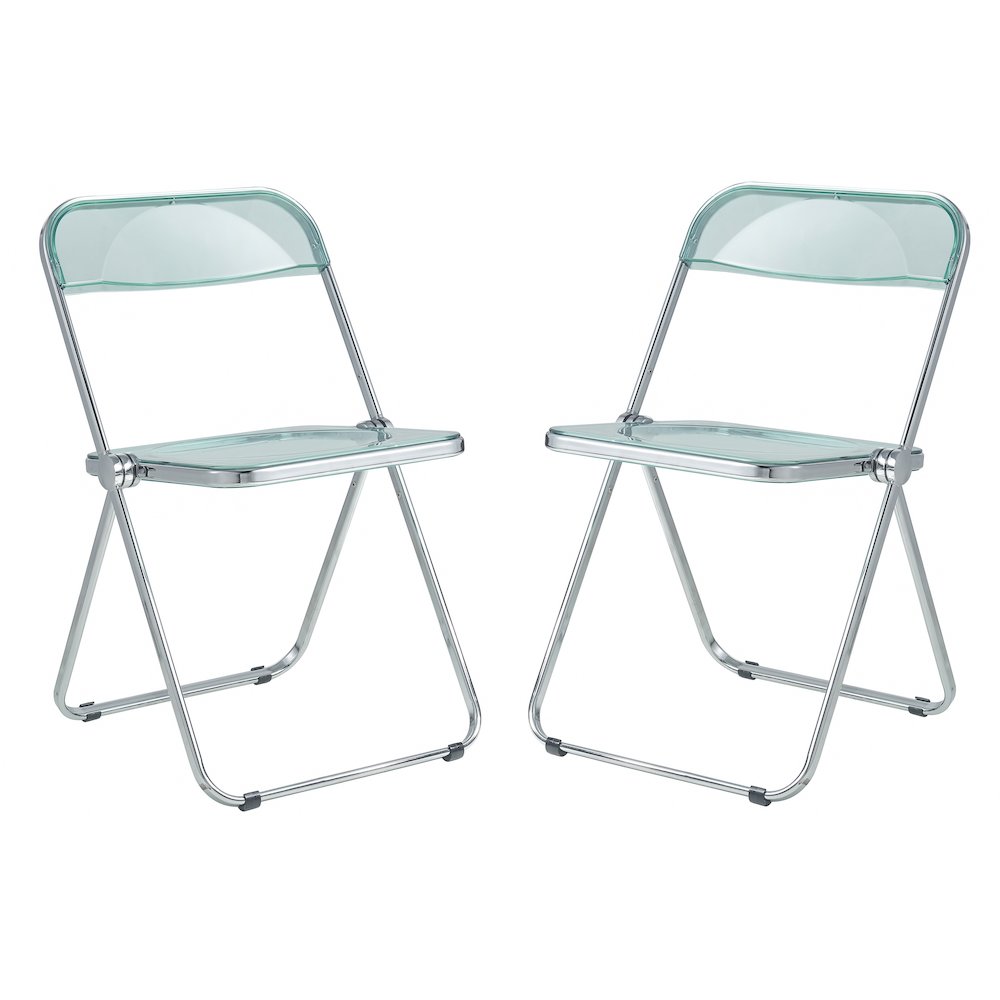 Lawrence Acrylic Folding Chair With Metal Frame, Set of 2. Picture 7