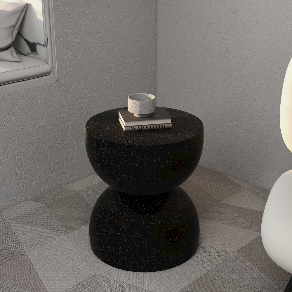 Sage Collection Fiberglass Outdoor Side Table in Black. Picture 18