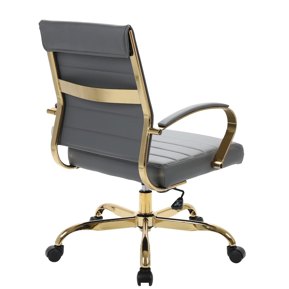 Benmar Home Leather Office Chair With Gold Frame. Picture 14