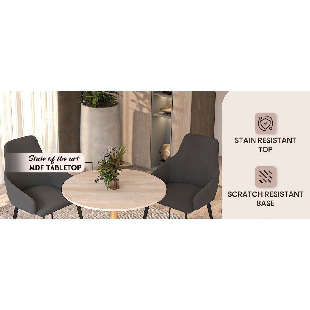 Bristol 24" round dining table Gold base with marbled MDF top. Picture 10