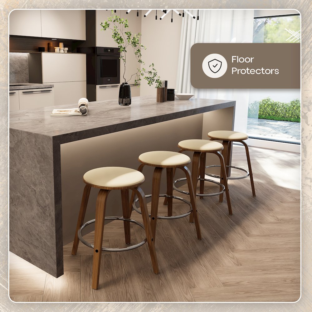 Wooden Counter Stool Pelya Collection Modern Style Walnut color in Light Taupe. Picture 5