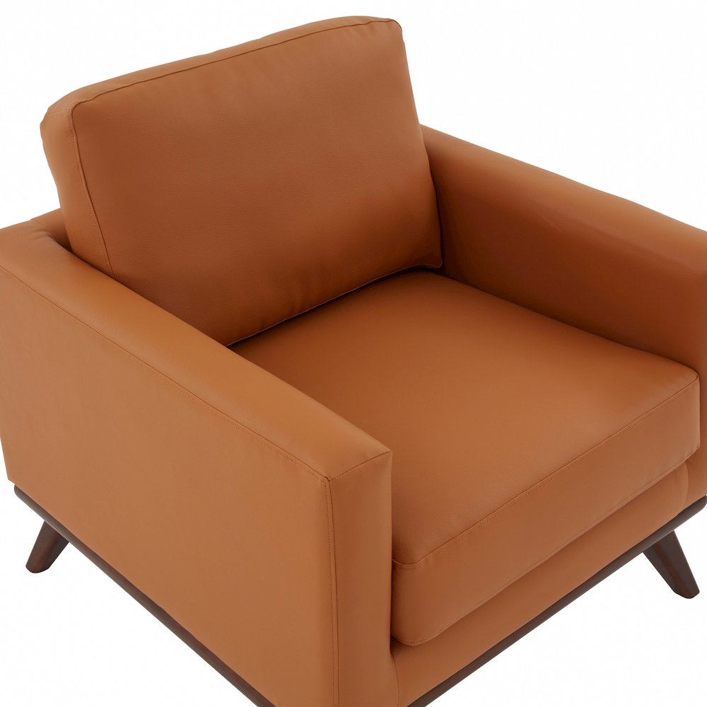 Chester Modern Leather Accent Arm Chair With Birch Wood Base. Picture 12
