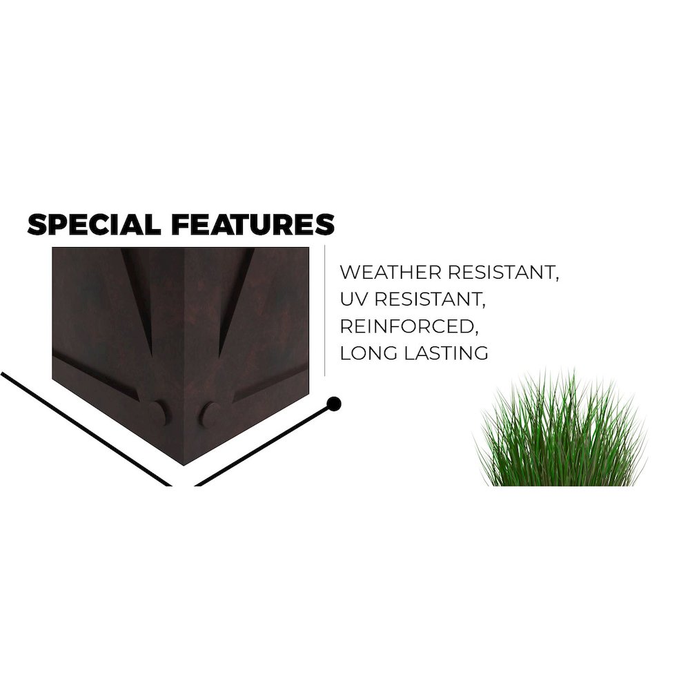 Papyrus Series Rectangle Fiber Stone Planter in Brown 14.2 x 14.2, 29 High. Picture 15