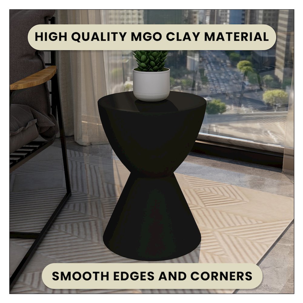 Loft Collection Fiberglass Outdoor Side Table in Black. Picture 5