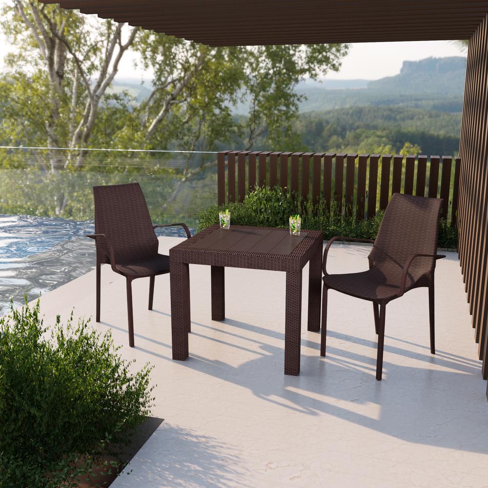 Kent Outdoor Patio Plastic Dining Arm Chair. Picture 9