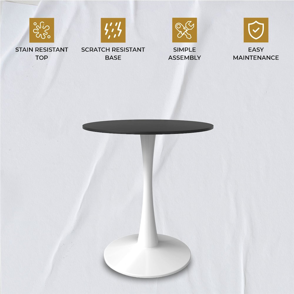 Leisyremod Bristol 24" Round Dining Table White base with White top. Picture 11