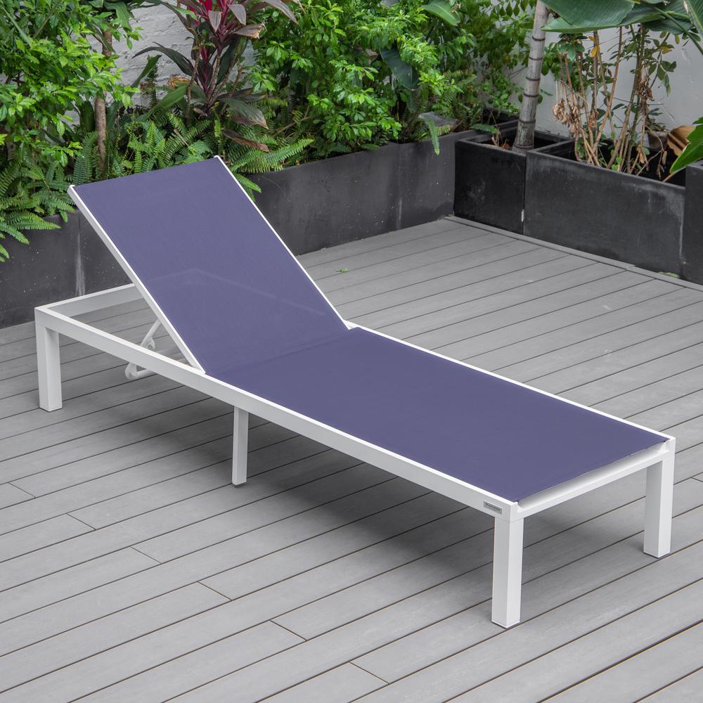 Marlin Patio Chaise Lounge Chair With White Aluminum Frame. Picture 9