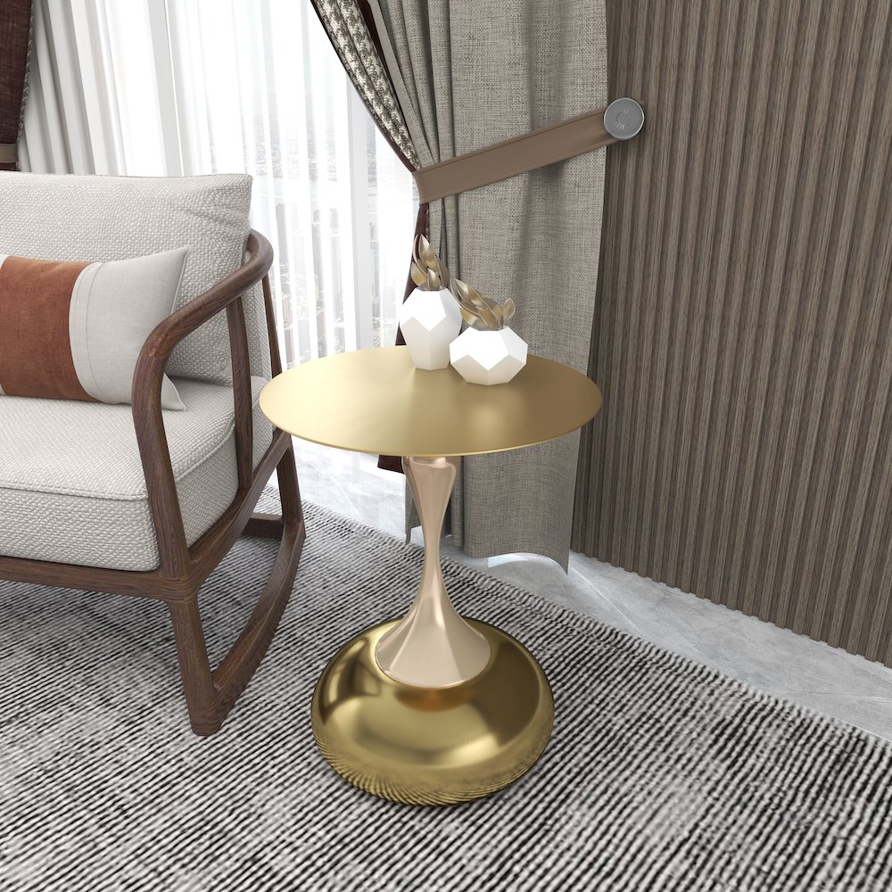 Savoy Collection Modern End Table In Gold. Picture 6