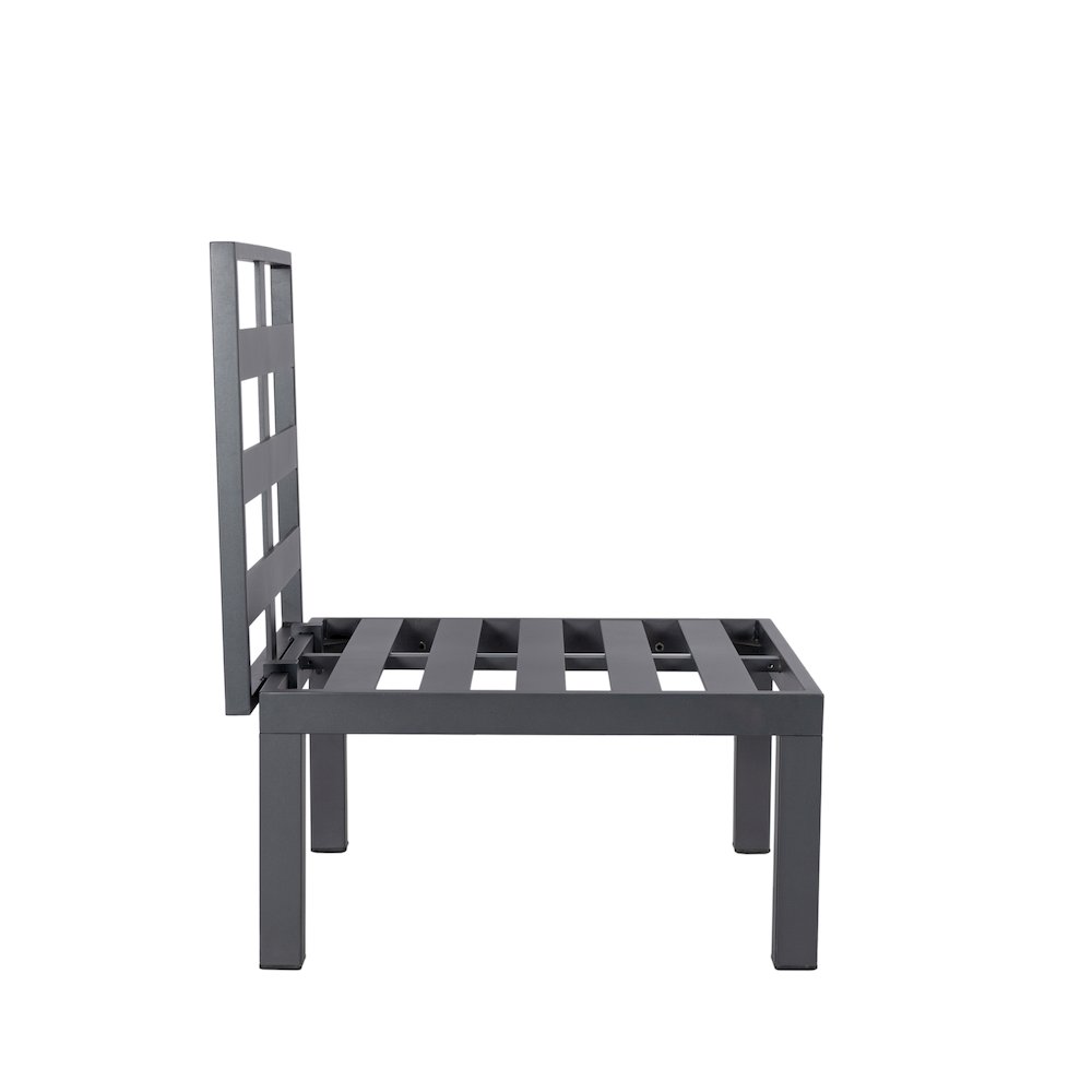Chelsea 7-Piece Patio Sectional And Fire Pit Table Black Aluminum With Cushions. Picture 2